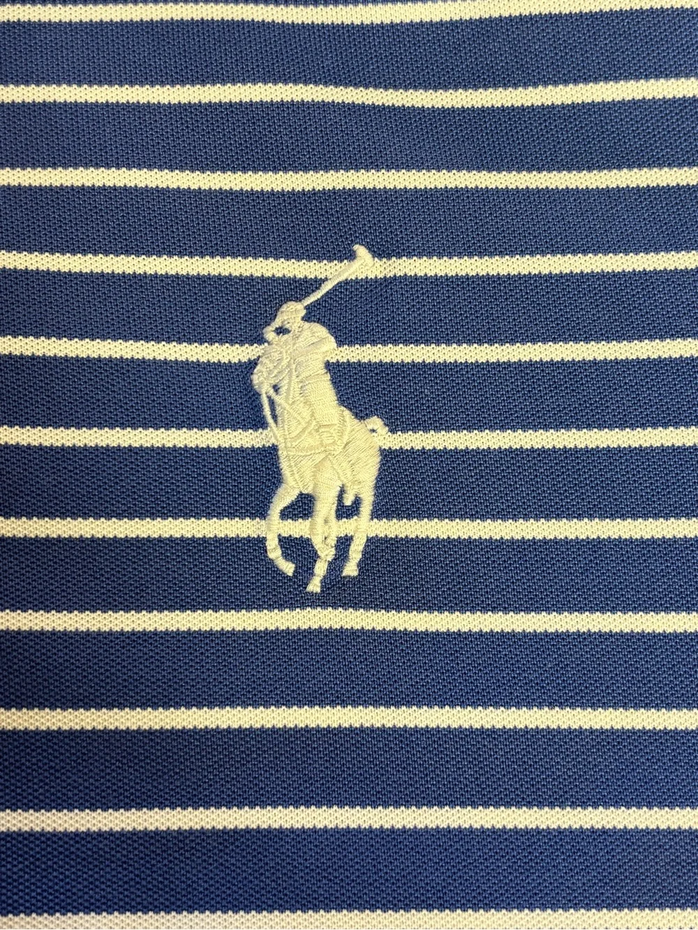 Ralph Lauren Golf Blue and White Striped Polo Shirt Large Pony